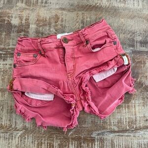 One Teaspoon Girls Red Denim Jean Shorts Size 9 - 10